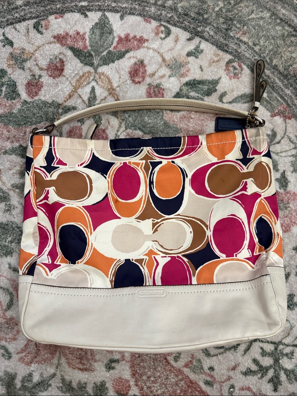 Coach Multicolor Circle Print Shoulder Bag - Cream Trim